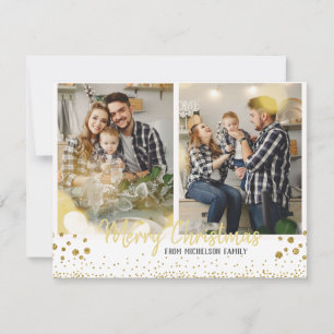Family Foto Weihnachtskarte Gold Confetti Karte