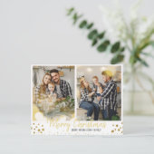 Family Foto Weihnachtskarte Gold Confetti Karte (Stehend Vorderseite)