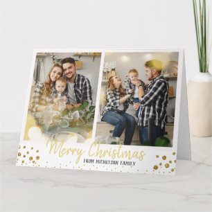 Family Foto Weihnachtskarte Gold Confetti Karte