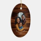 Family Foto Wood Oval Personalisierte Weihnachten Keramik Ornament (Rechts)