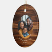 Family Foto Wood Oval Personalisierte Weihnachten Keramik Ornament (Links)