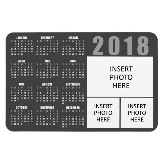 Family Fotos 2018 Kalender Magnet - 3 Bilder (Horizontal)