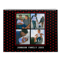 Family Fotos Collage Heart Balloon Pattern Black