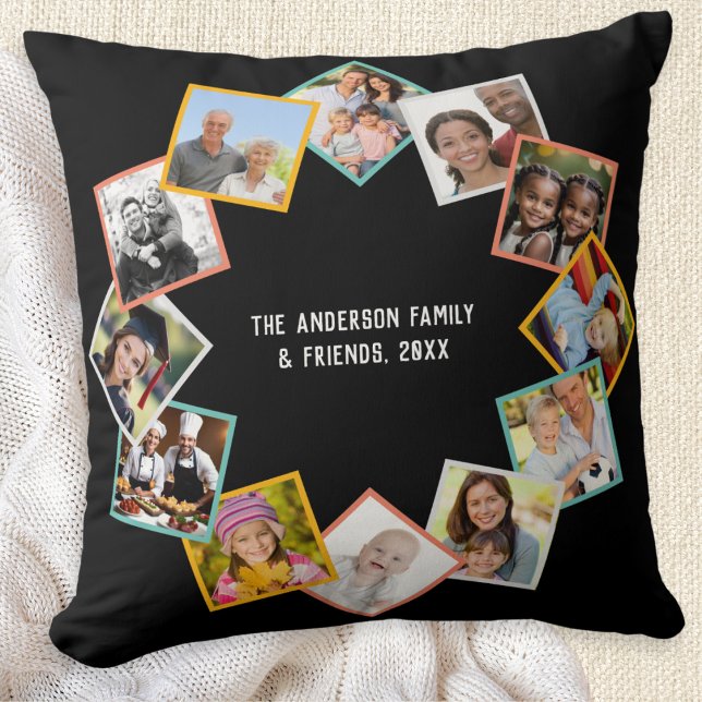 Family Friends Custom Collage Gallery Multi-Foto Kissen (Create your own throw pillow, featuring photos of your family and friends, with text of your choice)