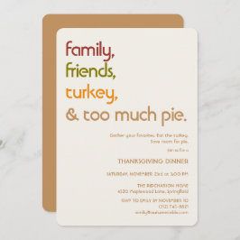 Family, Friends, Turkey, Pie Modern Thanksgiving Einladung