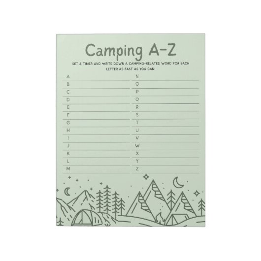 Family Fun Camping A-Z Game Notizblock (Rotiert)