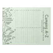 Family Fun Camping A-Z Game Notizblock (Vorderseite)