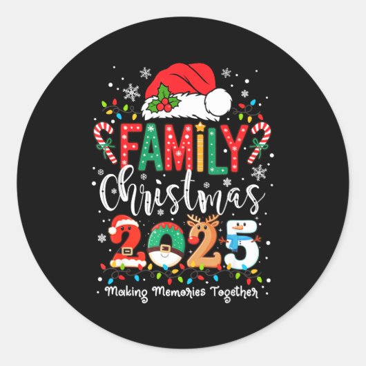 Family Funny Christmas Matching 2025 Santa Tee Paj Runder Aufkleber (Vorderseite)