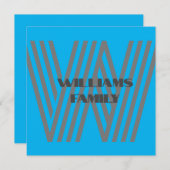 FAMILY GIFT BLUE GRAY MONOGRAM Einladung (Vorne/Hinten)