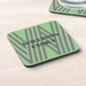 FAMILY GIFT MINT GREEN GRAY MONOGRAM GETRÄNKEUNTERSETZER (Linke Seite)