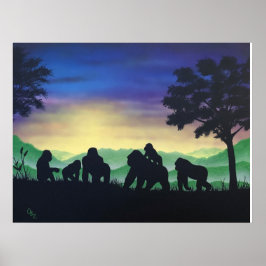 "Family" Gorilla Art Print Poster