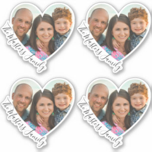 Family Heart Foto Elegante Sweet Script Aufkleber