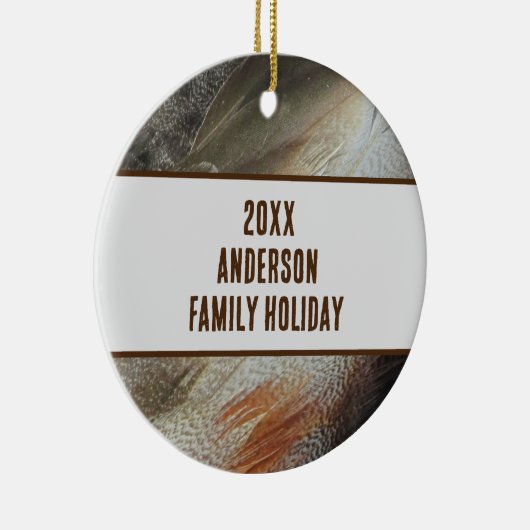 Family Holiday Feather Foto Wiedersehen Keepake Keramik Ornament (Rechts)