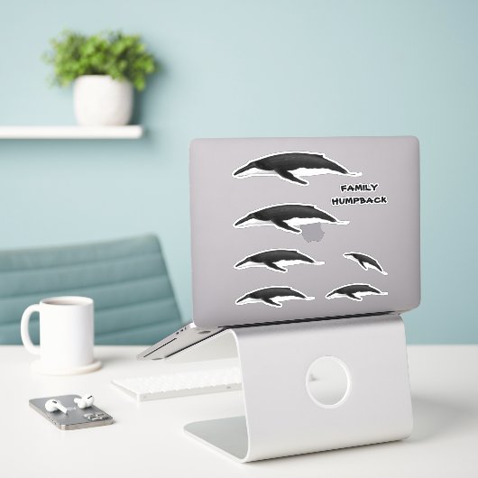 FAMILY HUMPBACK WALE AUFKLEBER (Laptop auf Schreibtisch)