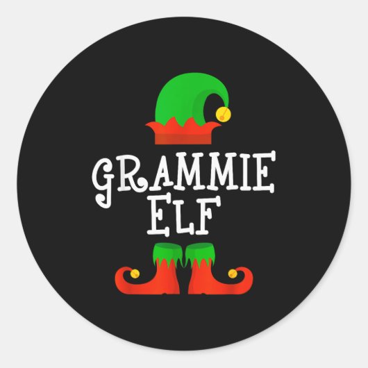 Family I'm The Grammie Elf Christmas Matching Paja Runder Aufkleber (Vorderseite)
