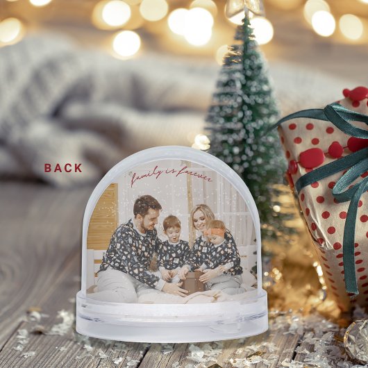 Family is Forever Red Script Christmas Snow Globe Schneekugeln