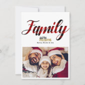 FAMILY Kariert Gold Weihnachtsfotokarte Einladung (Vorderseite)