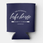 Family Lake House Coastal Nautical Navy Blue Oar Dosenkühler (Vorderseite)