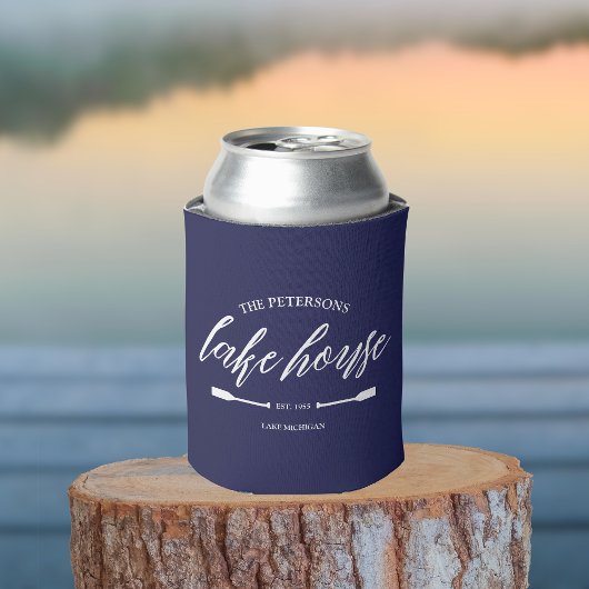 Family Lake House Coastal Nautical Navy Blue Oar Dosenkühler