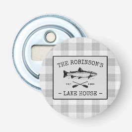 Family Lake House Oars Fish White Kariert Flaschenöffner