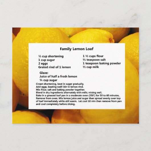 Family Lemon Loaf Postkarte (Vorderseite)