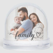 Family Love Black Script Heart Photo Schneekugeln (Rückseite)