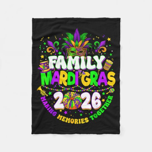 Family Mardi Gras Crew 2026 Carnival Trip Matching Fleecedecke (Vorderseite)