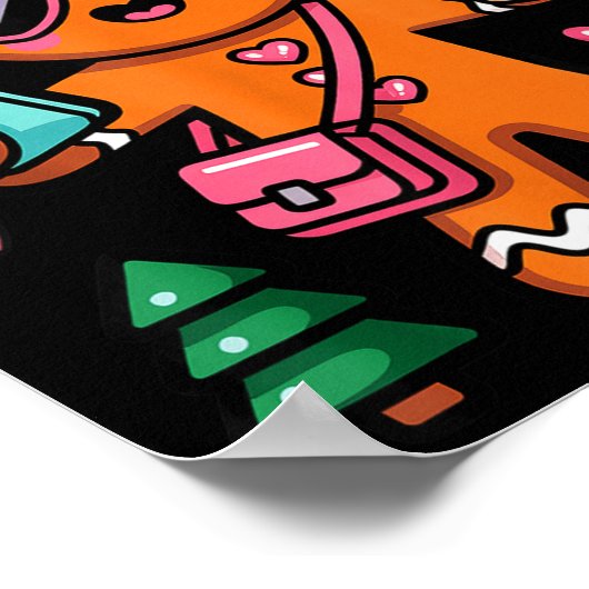 Family Matching Christmas Pajama Gingerbread Selfi Poster (Ecke)