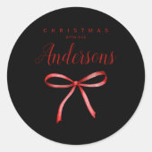 Family Matching Christmas Red Ribbon Baby T Shirt Runder Aufkleber (Vorderseite)