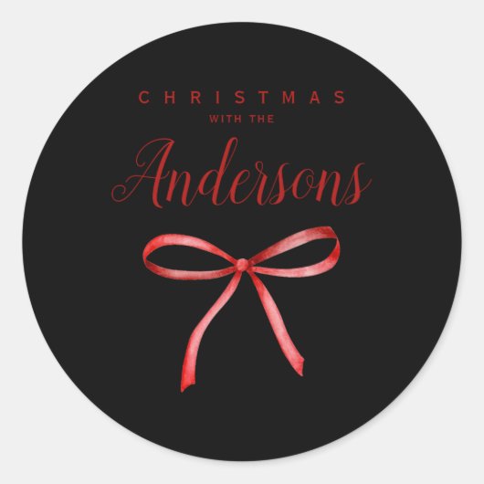 Family Matching Christmas Red Ribbon Baby T Shirt Runder Aufkleber (Vorderseite)