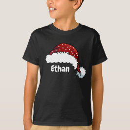 Family Matching Christmas Santa Hat Custom Name T-Shirt