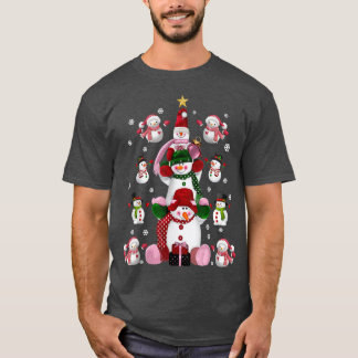 Family Matching Group Set Kids Cute Snowmen Christ T-Shirt