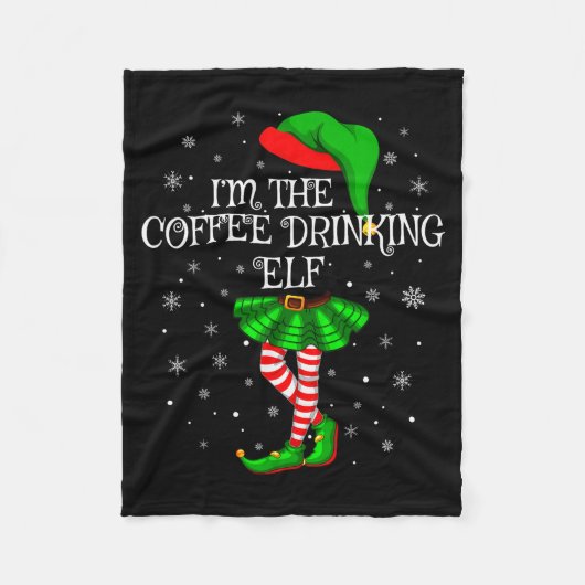 Family Matching Women Girls Coffee Drinking Elf Ch Fleecedecke (Vorderseite)