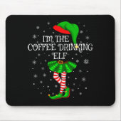 Family Matching Women Girls Coffee Drinking Elf Ch Mousepad (Vorne)