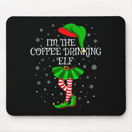 Family Matching Women Girls Coffee Drinking Elf Ch Mousepad (Vorne)