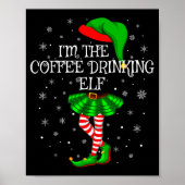 Family Matching Women Girls Coffee Drinking Elf Ch Poster (Vorne)