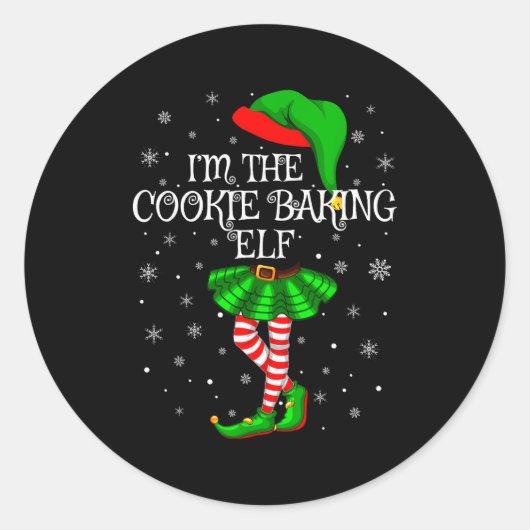 Family Matching Women Girls The Cookie Baking Elf Runder Aufkleber (Vorderseite)