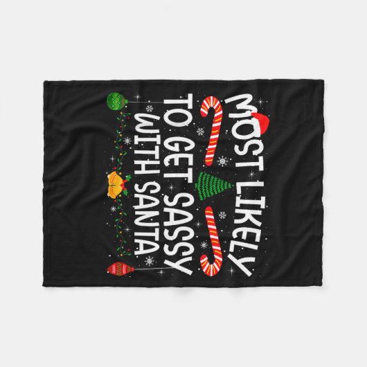 Family Matching Xmas Most Likely To Nap On Christm Fleecedecke (Vorderseite (Horizontal))