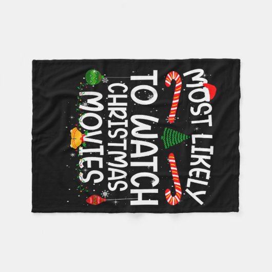 Family Matching Xmas Most Likely To Watch Christma Fleecedecke (Vorderseite (Horizontal))