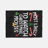 Family Matching Xmas Most Likely To Watch Christma Fleecedecke (Vorderseite (Horizontal))