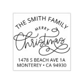 Family Merry Christmas Envelope Return Address Gummistempel (Prägung)