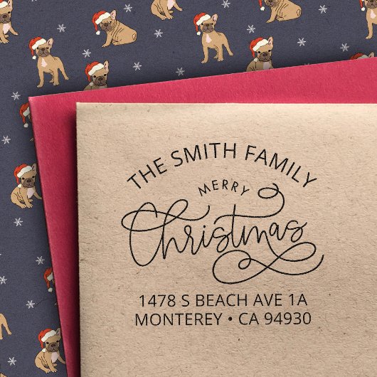 Family Merry Christmas Envelope Return Address Gummistempel