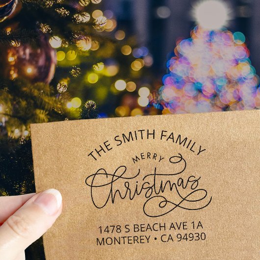 Family Merry Christmas Envelope Return Address Permastempel