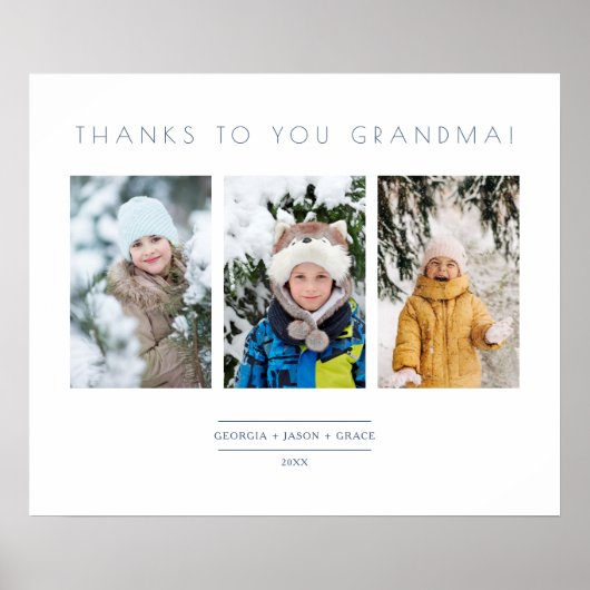 Family Minimalist 3 Photos Collage Keepsake Poster (Vorne)