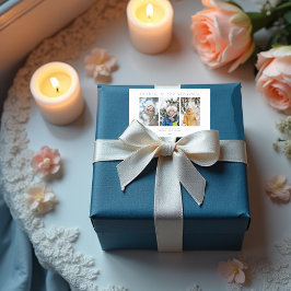 Family Minimalist 3 Photos Collage Keepsake Rechteckiger Aufkleber