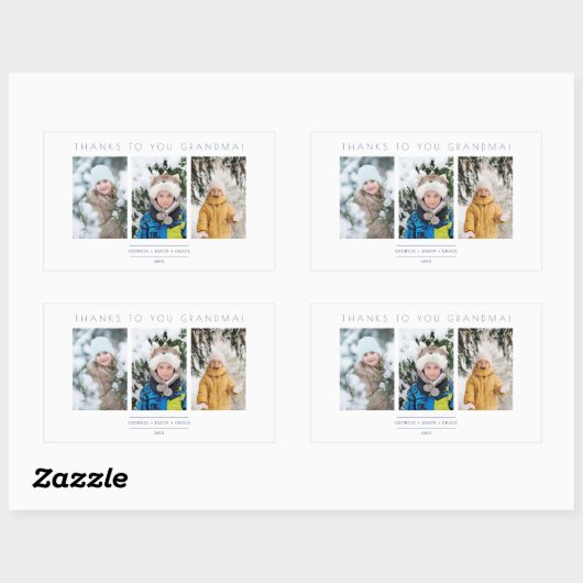 Family Minimalist 3 Photos Collage Keepsake Rechteckiger Aufkleber (Blatt)