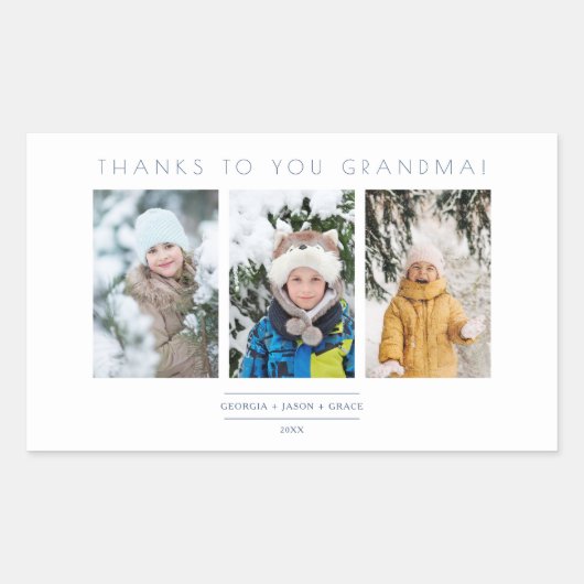 Family Minimalist 3 Photos Collage Keepsake Rechteckiger Aufkleber (Vorderseite)