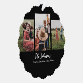 Family Modern Script Black 3 Foto Ornament Karte (Rechts)
