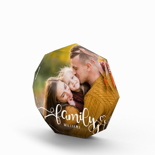 FAMILY Modern Simple Hearts Liebe Script Fotoblock (Rechts)