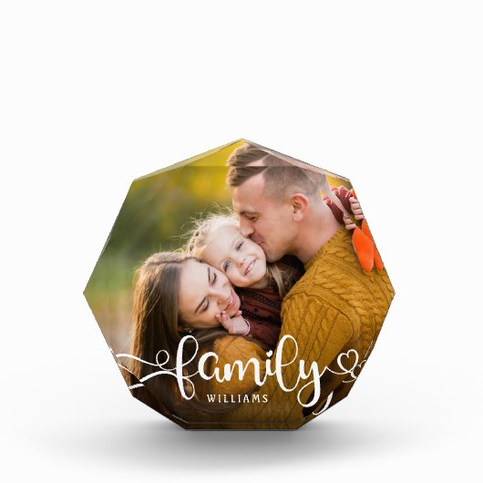 FAMILY Modern Simple Hearts Liebe Script Fotoblock (Vorderseite)